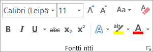 Fontti-ryhmän tekstinmuotoiluasetukset