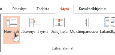 Näytä-valintanauha, jossa Normaali on korostettuna