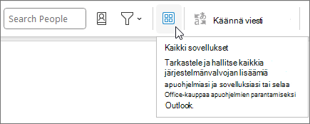 Kaikki sovellukset -kuvake tiivistetyn valintanauhan asettelussa Windowsin Outlookissa.