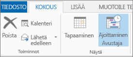 Outlook 2013:n Ajoitustoiminto-painike.