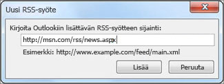 Kirjoita RSS-syötteen URL-osoite