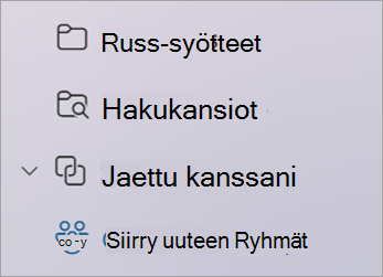 Valitse kansioluettelosta Siirry uuteen Ryhmät tai Siirry Ryhmät