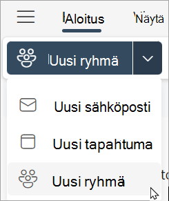 Valitse valintanauhasta uusi ryhmä > uusi ryhmä