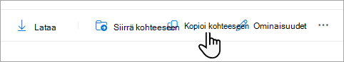 Tehtäväpalkin Kopioi kohteeseen -komento.