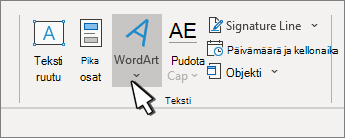 WordArt-objektin lisääminen WordArt-painikkeella