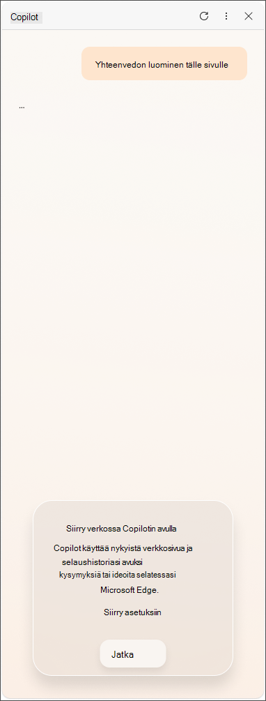 Data consent message from Copilot in Microsoft Edge