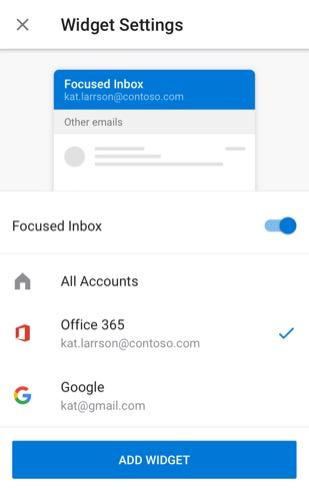 Sähköposti-pienoissovelluksen lisääminen Androidissa
