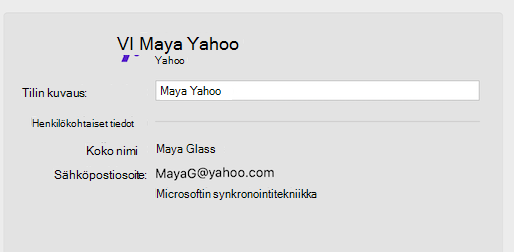 Yahoo-tilin tuki Outlookissa