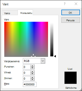 Excelin työpöydän mukautettu värivalitsin