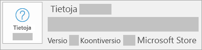 Näyttökuva, jossa näkyy versio ja koontiversio Microsoft Storessa