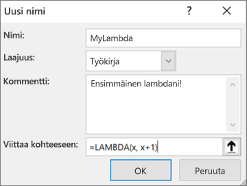 LAMBDA-funktion määrittäminen Nimien hallinnassa