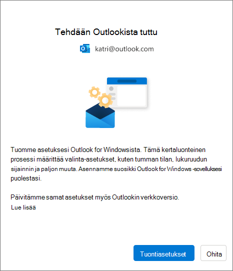 Asetusten tuominen uuteen Outlook for Windowsiin