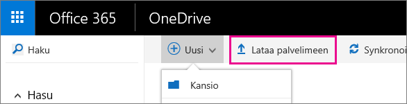 Lataa tiedostoja OneDrive for Businessiin.