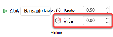 Animaatiotehosteiden Viive-vaihtoehto.