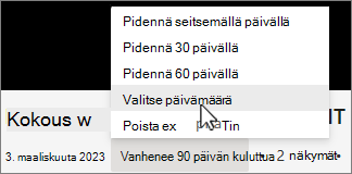 Tallennuksen vanhentumisaikavalikko