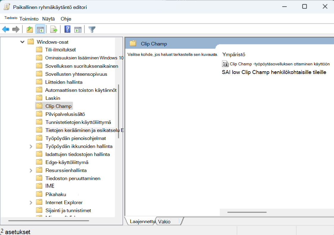 Microsoft 365 -järjestelmänvalvojat voivat hallita Clipchamp Windows -sovelluksen käyttöä Intune