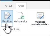 Sivu-välilehti, jossa Muokkaa-painike on korostettuna