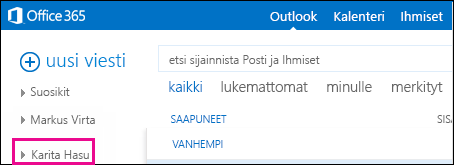Jaettu kansio näytetään Outlook Web Appissa