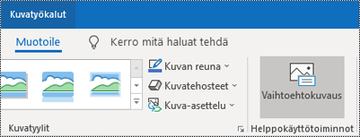 Vaihtoehtoinen teksti -painike Outlook for Windowsin valintanauhassa.