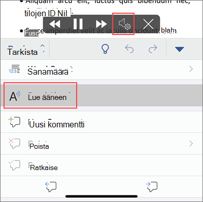 Napauta Lue ääneen