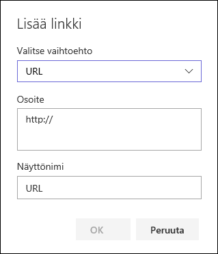 URL-linkin lisääminen SharePoint-ryhmäsivuston vasempaan siirtymispalkkiin