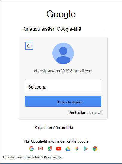 Kirjoita Gmail-salasanasi.