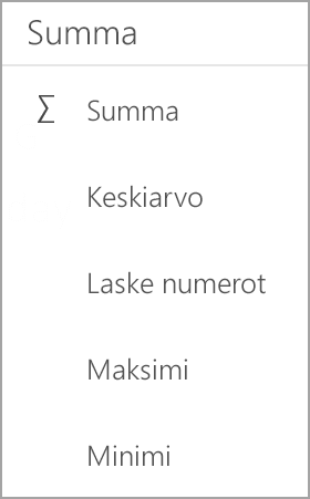 Summa-Excel Android-tabletilla