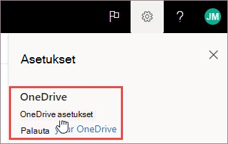 OneDrive-asetusten valitseminen