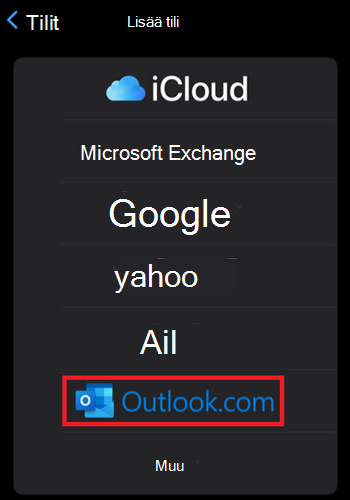 Applen sähköpostin Outlook.com lisääminen iPhoneen