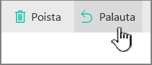SharePoint Onlinen palauttaminen -painike korostettuna