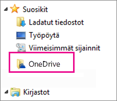 OneDrive-kansio Resurssienhallinnassa