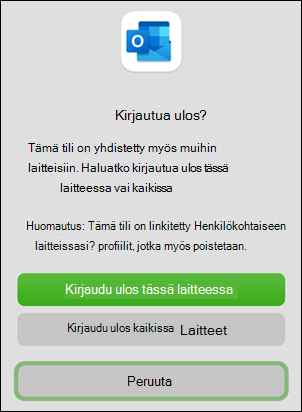 Kirjaudu ulos laite -vaihtoehto Outlook for Macissa