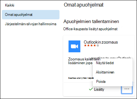 Outlook for Macin apuohjelmat-valikko
