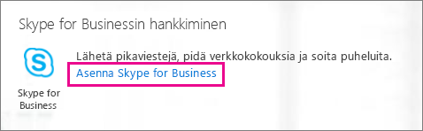 Näyttökuva Skype for Businessin asennuspainikkeesta Office 365 -portaalissa