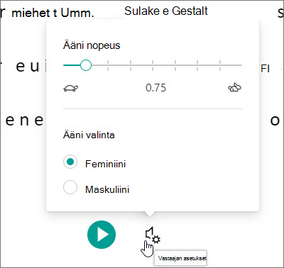 Syventävä lukuohjelma ääniasetukset