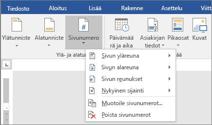 Sivujen Numeroinnin Aloittaminen Edempänä Asiakirjassa - Word