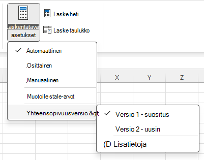 Menu to change Compatibility Version:

Formula > Calculation Options > Compatibility Versions