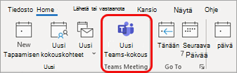 Uusi Teams-kokous Outlookissa