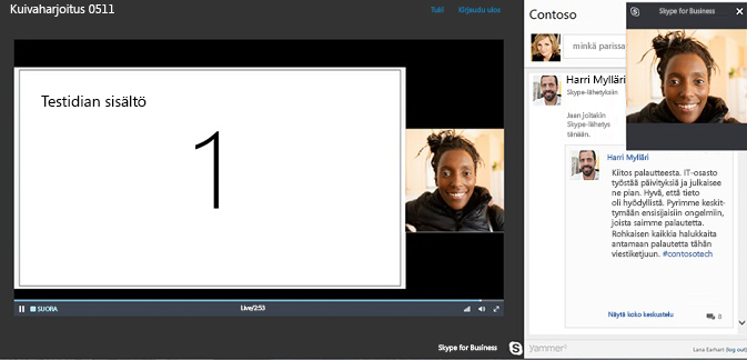 Skype Meeting Broadcast Yammer-integroinnilla