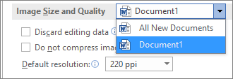 Kuvien pakkaamistavan määrittäminen Officessa tiedostokoon ja laadun tasapainottamista varten