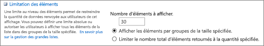 Définir le nombre d’éléments à afficher dans la page Paramètres d’affichage