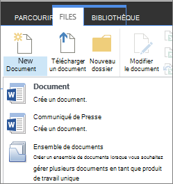 New Document button with dropdown on ribbon