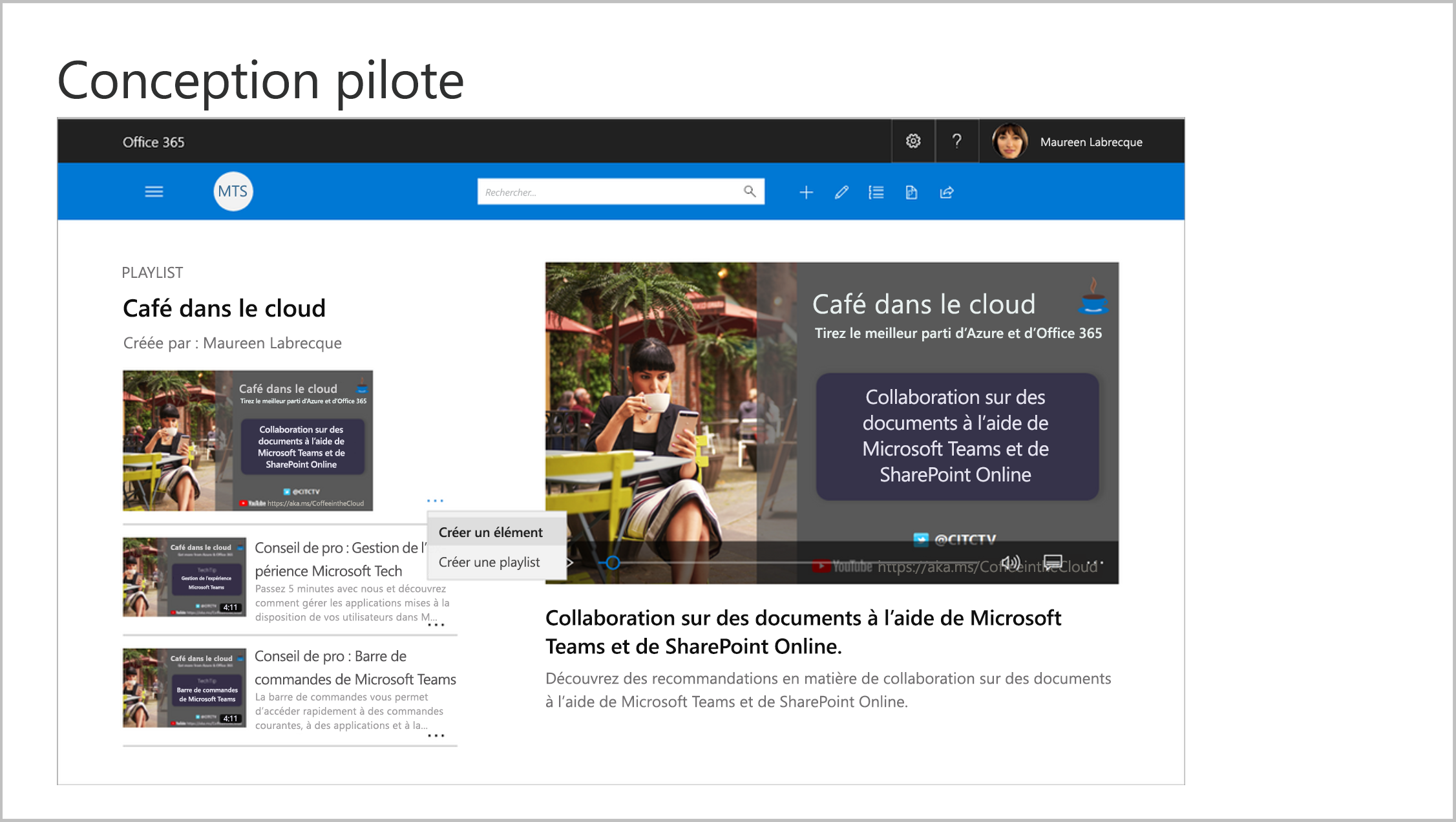 Image de l’interface de conception pilote pour les services de formation Microsoft