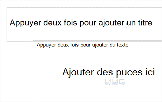 Image d’une zone de titre vide et d’une zone de texte vide pour montrer où les puces fonctionneront.