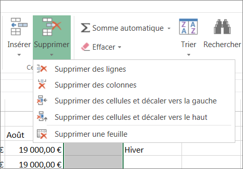 Insérer Ou Supprimer Des Lignes Et Des Colonnes - Excel