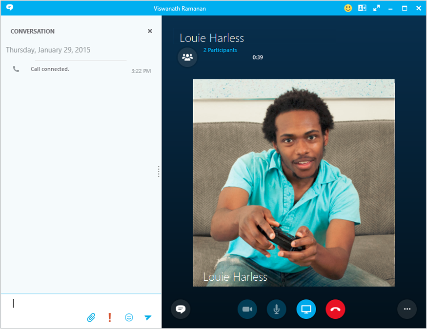 Vous pouvez contacter l’autre personne par messagerie instantanée pendant votre appel Skype Entreprise/par téléphone de bureau PBX