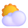 Emoji soleil teams derrière un grand cloud