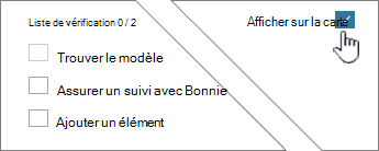 Cliquez sur Afficher sur carte pour afficher la liste de contrôle.