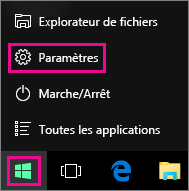 Accès aux Paramètres à partir de Démarrer dans Windows 10