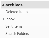 Développez le fichier d’archive dans le volet de navigation pour afficher les sous-dossiers qu’il contient.